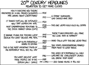 XKCD's comic, Headlines