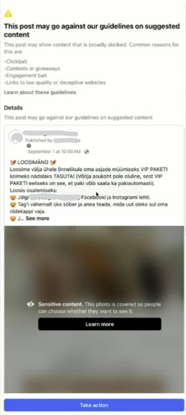 Hoiatus Facebooki loosimängu reeglite rikkumise kohta