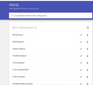 Google Alerts automaatsed teavitused