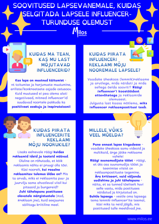 Soovitused lapsevanemale seoses mõjuisikuturundusega