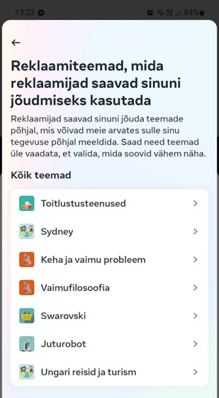 Millist infot Facebooki algoritm kogub minu kohta