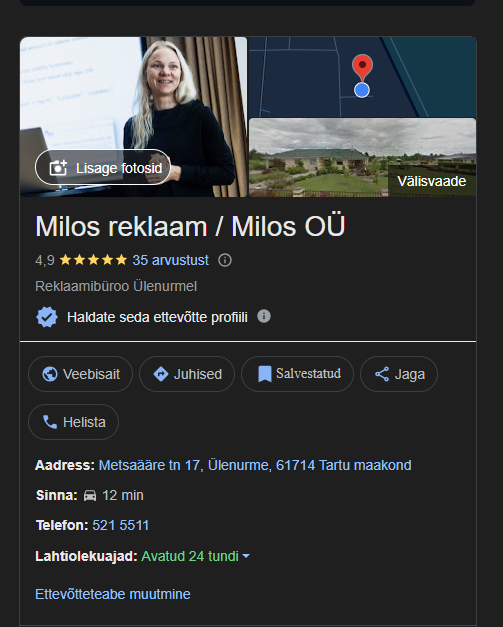 Google Business Profile, Milos reklaam