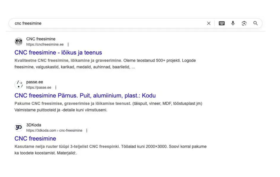 Ettevõttele nimi. CNC freesimine, Zone